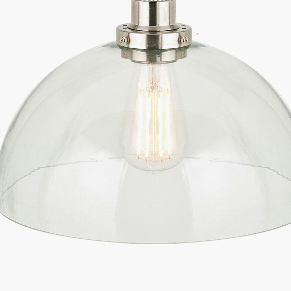 image 1 of Antique Silver Metal and Clear Glass Dome Pendant Clear | Black | W30xD30xH120cm