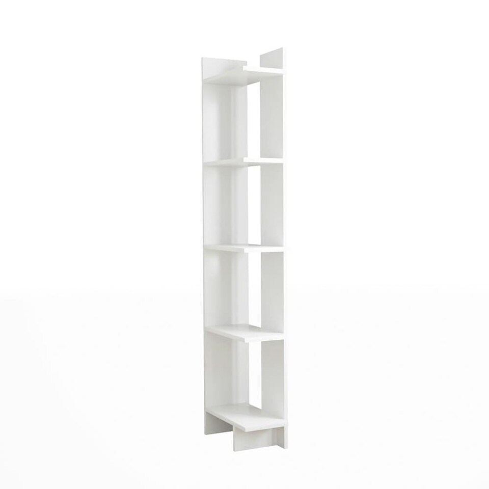 image 1 of Living and Home Modern 5-Tier Corner Bookshelf Sttorage Rack - White