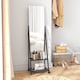 image 8 of HOMCOM Free Standing Full Length Mirror, Rolling Full Body Mirror with Adjustable Angle, 2 Storage Shelves and 4 Wheels for Bedroom, Living Room, Hallway, Black