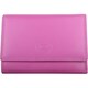 image 2 of London Leathergoods Womens Tri Fold Money Holder Magnetic Flap Purse Wallet | Pink | Cerise