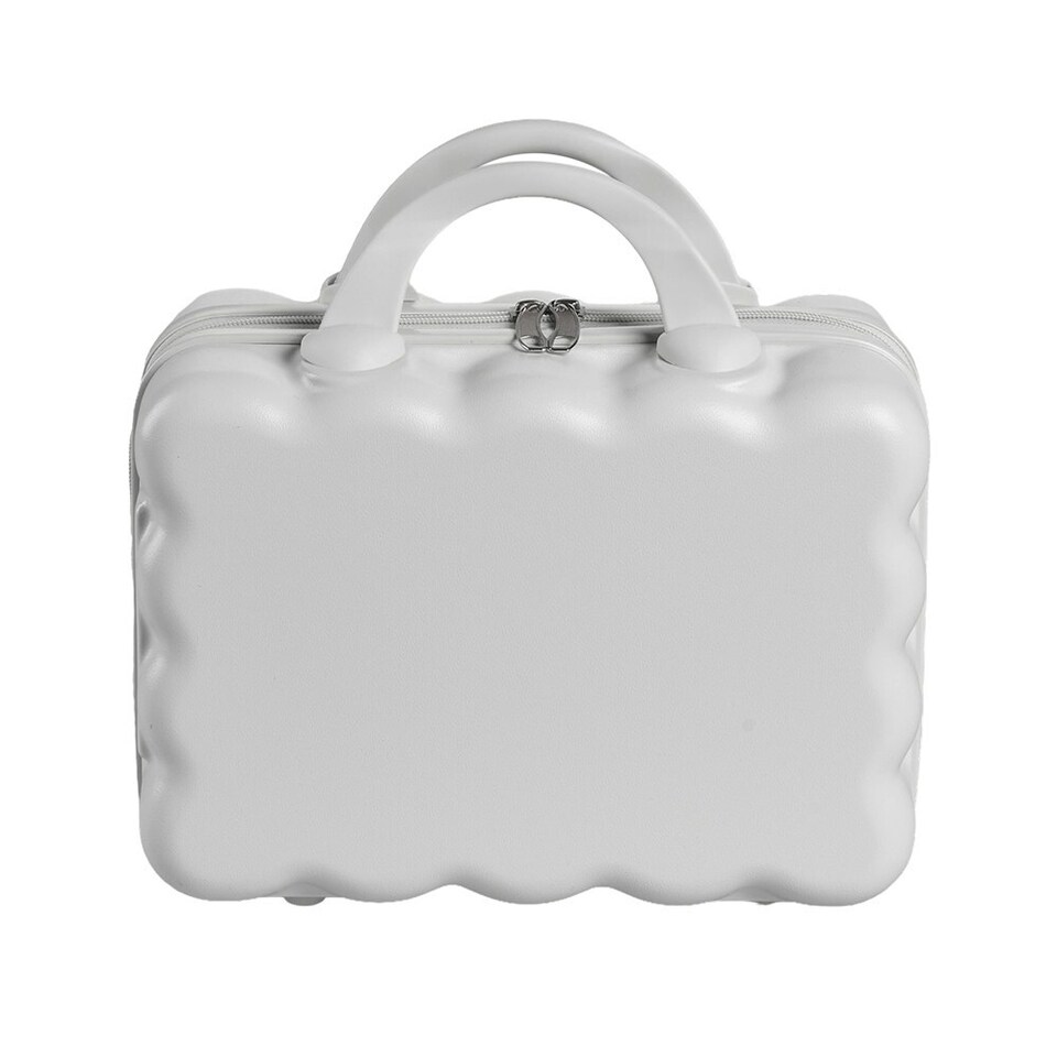 image 1 of Living and Home Portable Hard Shell Makeup Travel Case with Handle，White | White | Personal Item