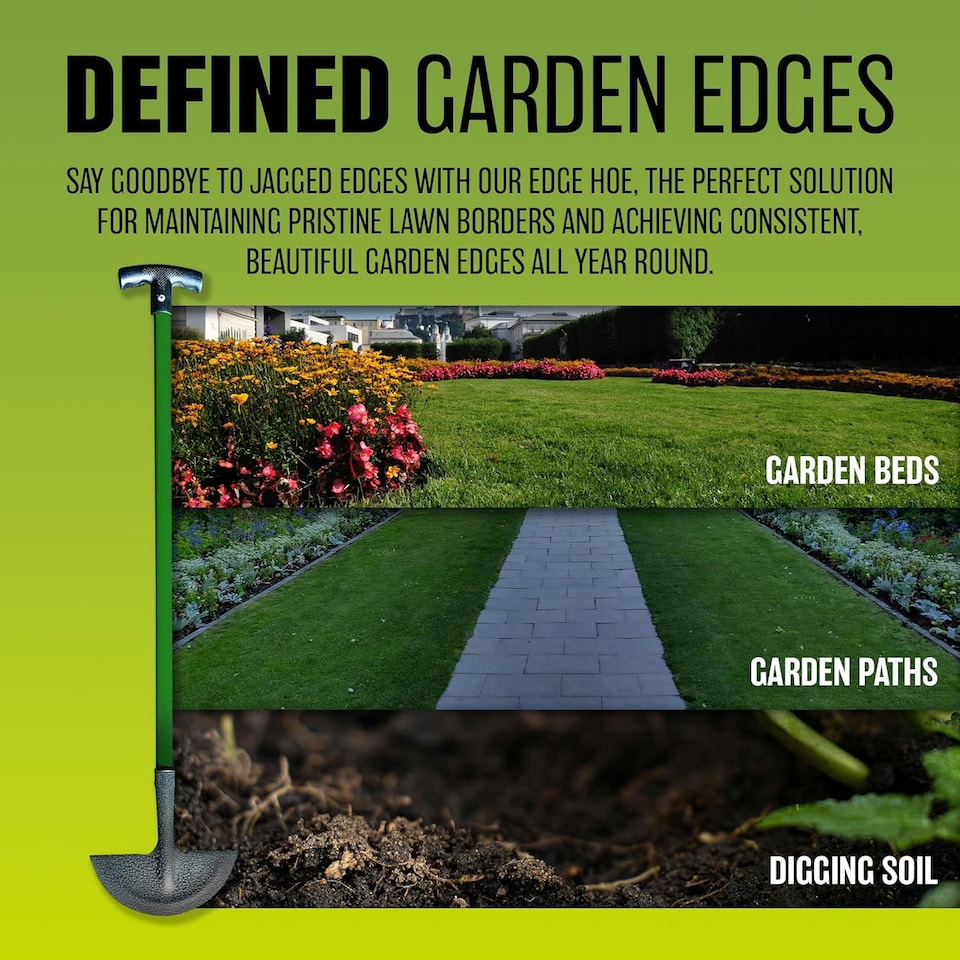 image 1 of Garden Edge Hoe Tool Border Edging Tool, Long Handle With Strong Grip