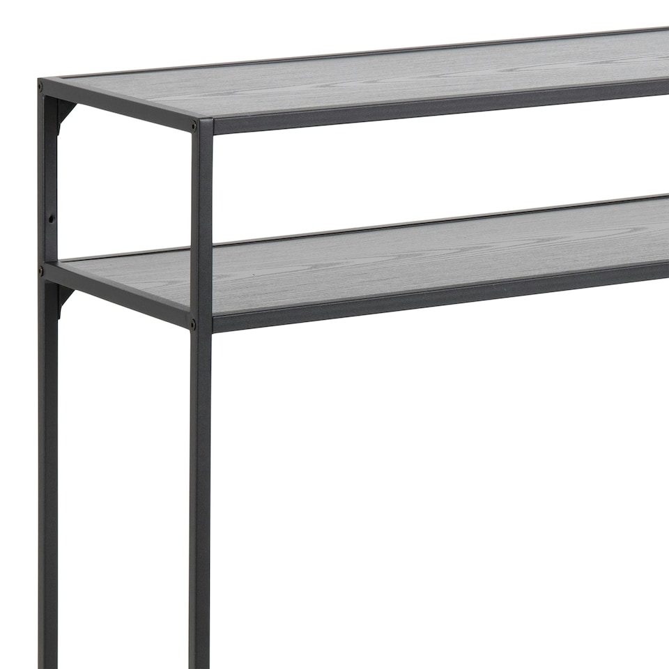 image 1 of Seaford Black Metal Console Table With Black Top