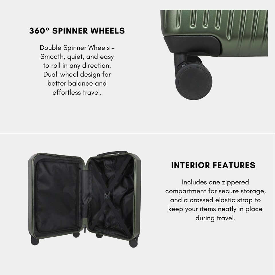 image 1 of 2 Piece Hard Shell Luggage Suitcase Set | Strap On Vanity Case + 20’ inch Small Cabin Suitcase