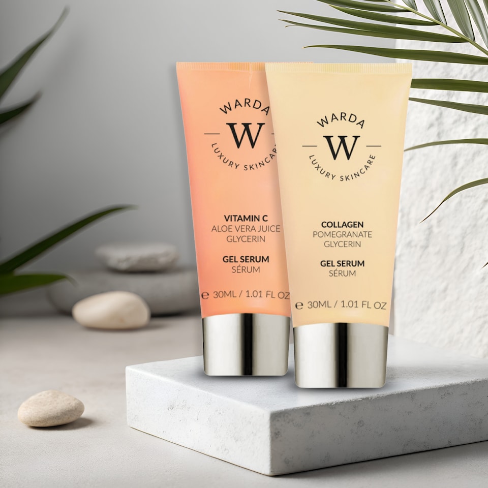 image 1 of Warda Luxury Skincare Skin Glow Boost Vitamin C Gel Serum 30ml + Skin Lifter Boost Collagen Gel Serum 30ml
