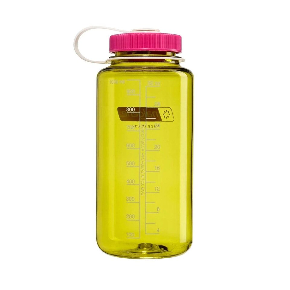 image 1 of Nalgene Wide Mouth 1L Tritan Renew Water Bottle - Endive - Fuchsia Purple Cap