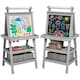 image 1 of AIYAPLAY Art Easel for Kids with Paper Roll, 3 in 1 Kids Easel Double-Sided Magnetic Whiteboard and Chalkboard with Storage Baskets, for Children 3-6 Years | Grey | Grey