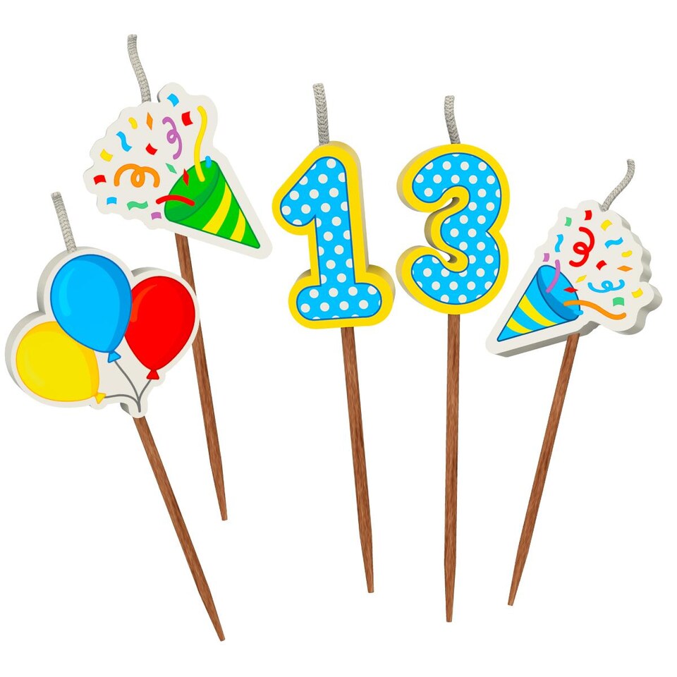 image 1 of Milestone 13th Birthday Cake Candle Set
