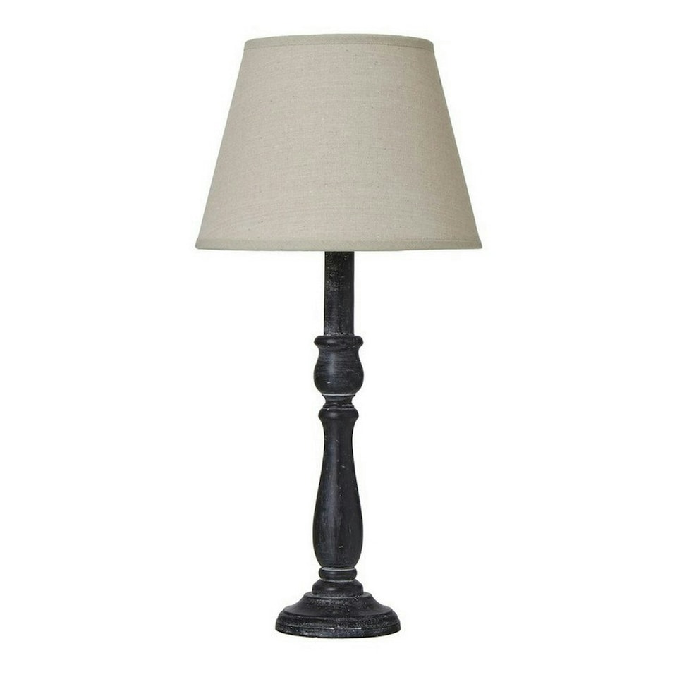 image 1 of Ravenna Column Table Lamp with Linen Shade - Wood - L11 x W11 x H40 cm - Grey Grey