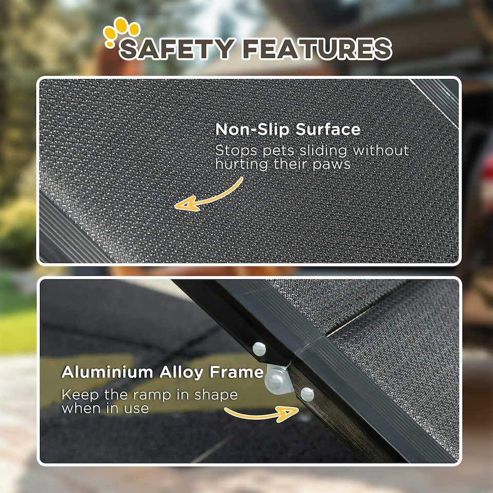 image 1 of PawHut Folding Dog Ramp for XL Dogs w/ Non-Slip Surface, Portable Car Pet Ramp