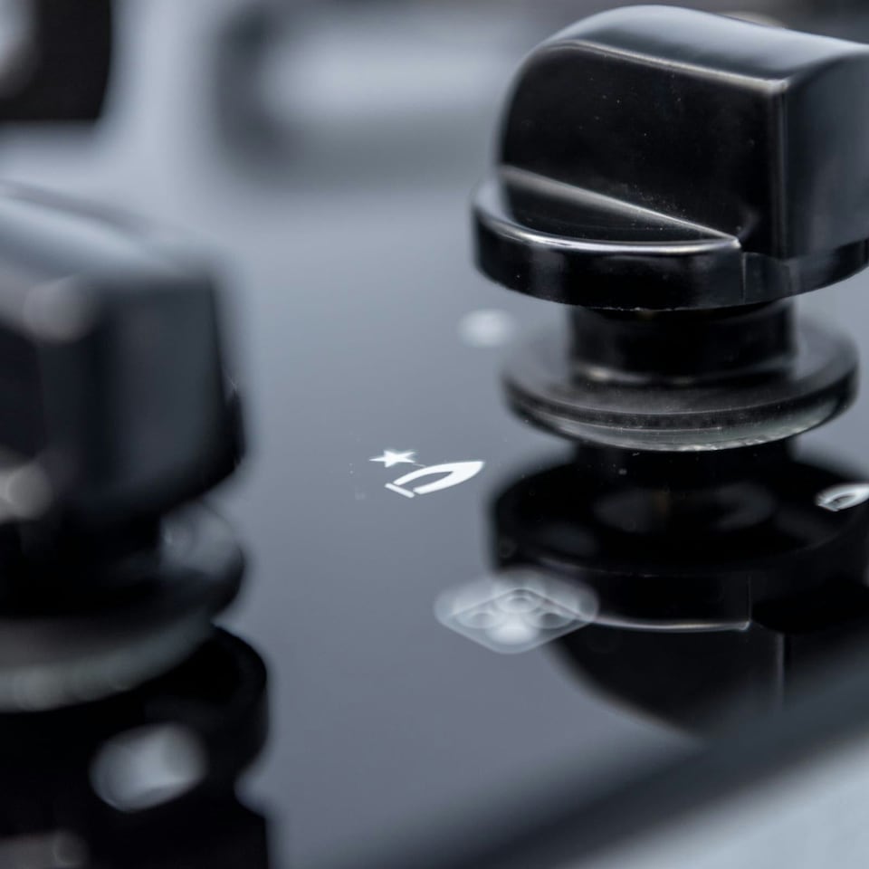 image 1 of SIA GHG612BL 60cm Black 4 Burner Gas On Glass Hob With Enamel Pan Stands & FFD