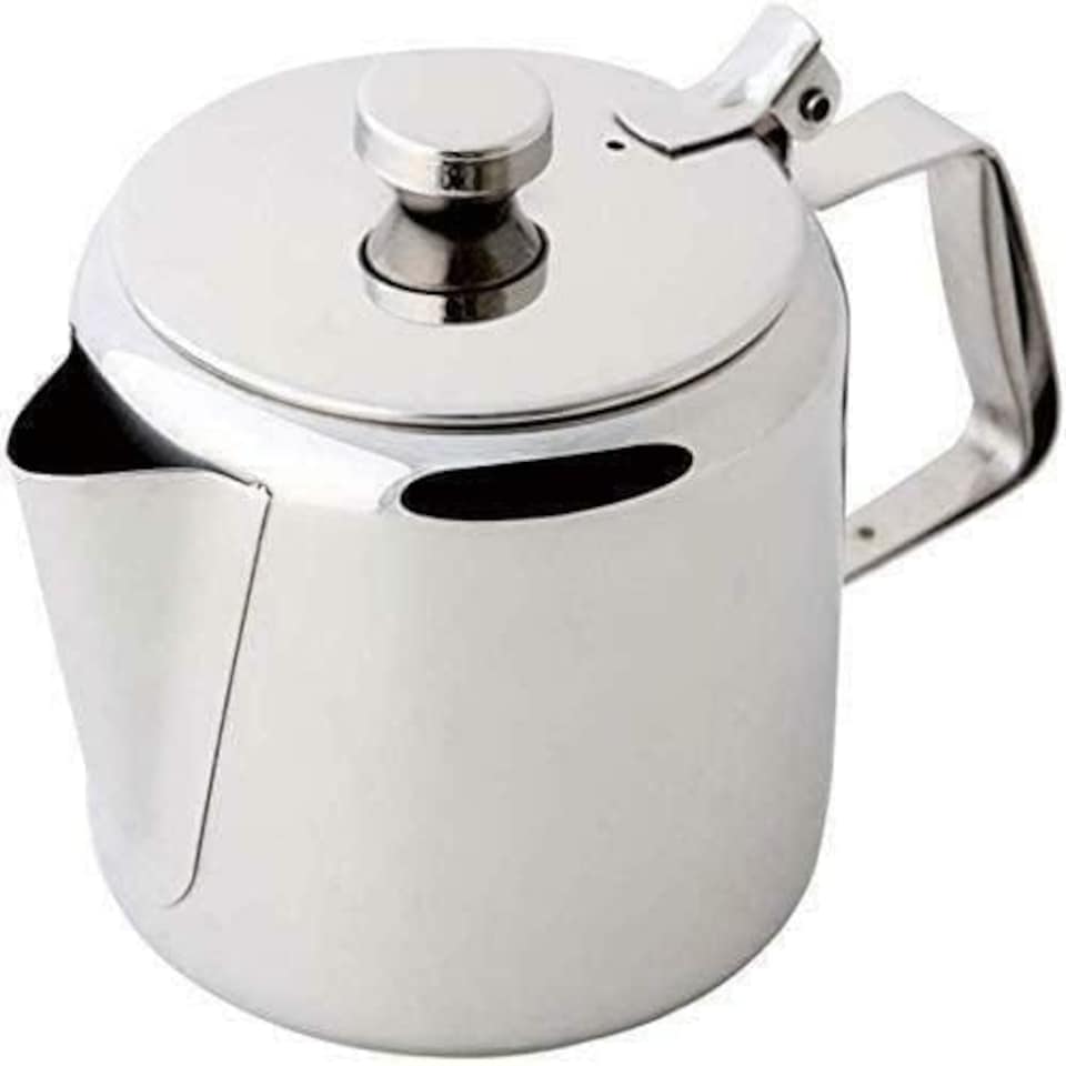 image 1 of Stainless Steel Tea Pot, Silver, 500ml  Mirror Polished, Hinged Lid, Dish Washer Safe