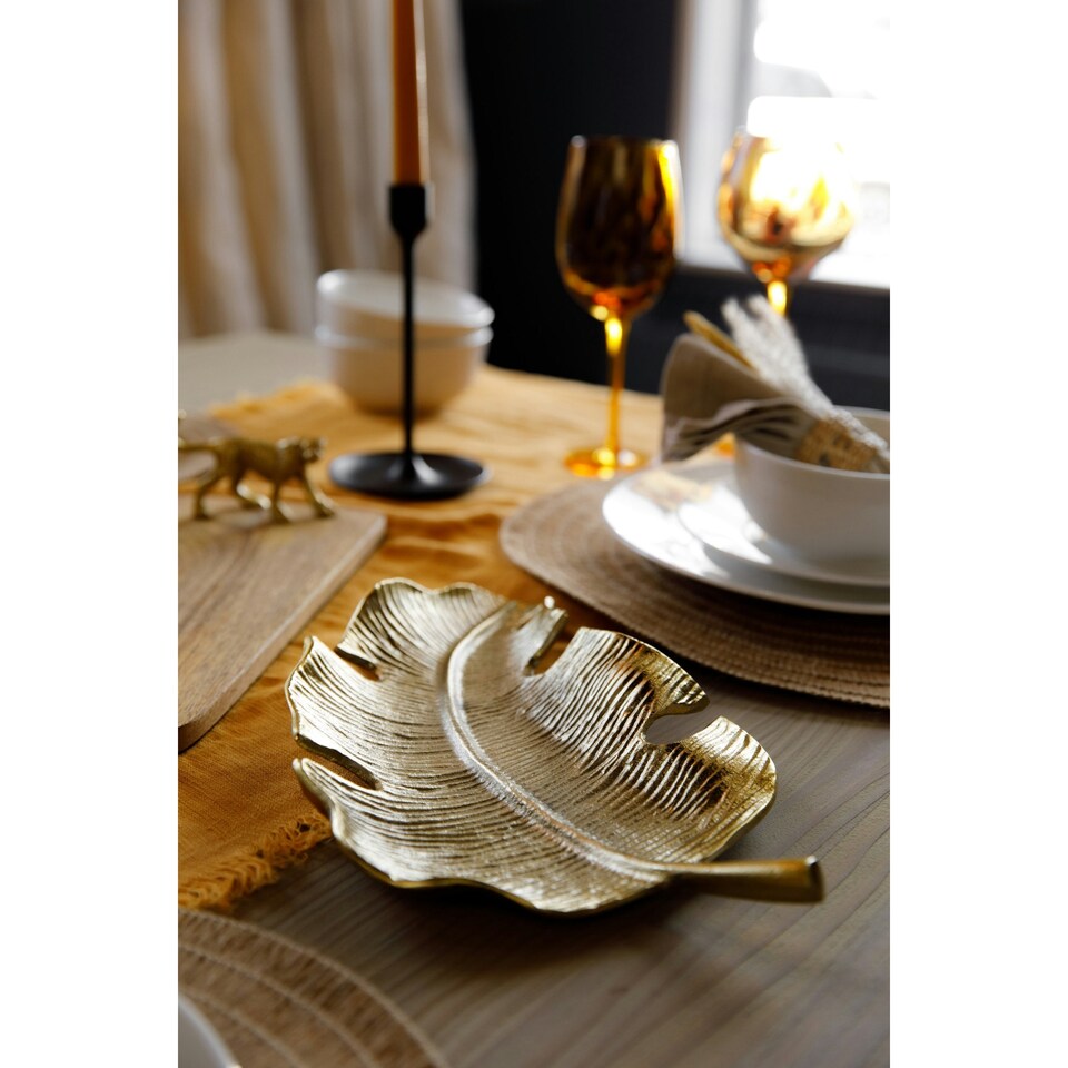 image 1 of Artesà Cast Aluminium Gold Leaf Plate