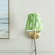 image 1 of ValueLights Neely Plug in Antique Brass Wall Light with Green Pleated Shade