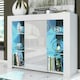 image 3 of Sideboard 97.5cm White Gloss Door White Matt Body Glass Shelves Free LED | White