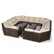 image 3 of Santorini Modular 13 Seat Rattan Conversation Set With 2 Coffee Tables Brown | Ivory