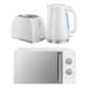 image 1 of Russell Hobbs Honeycomb Bundle Set with Kettle, 2 Slice Toaster, and Microwave White HCBNDL2W