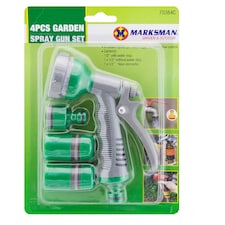 4pc Multi Function 6 Dial Spray Gun Set Garden Hose Water Connectors