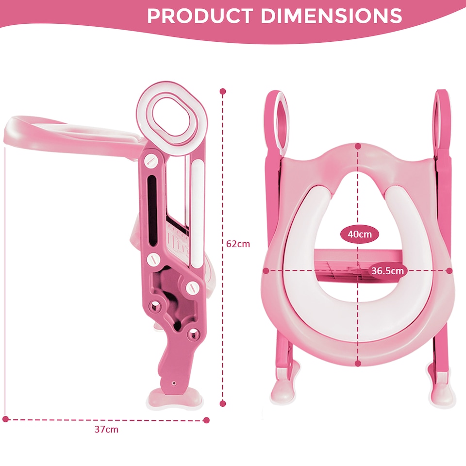 image 1 of CHILDREN BABY TODDLER KID POTTY TRAINING TOILET SEAT TRAINER URINAL CHAIR LADDERO, PINK & WHITE