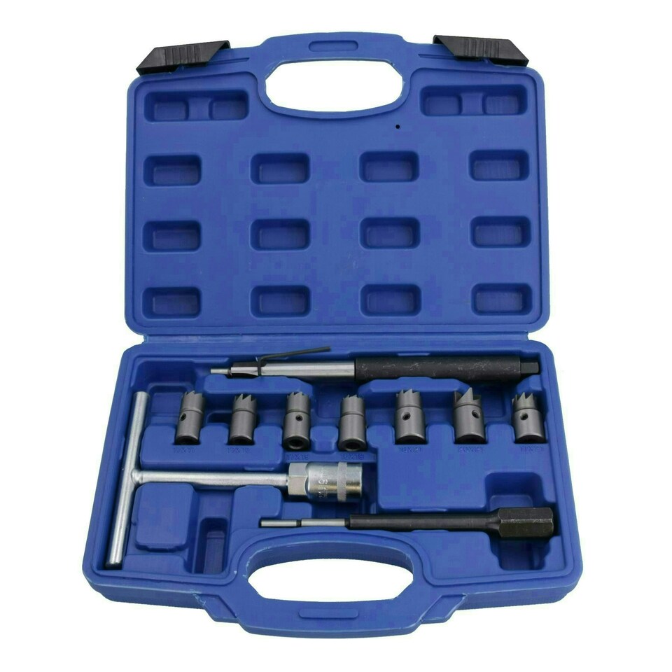 image 1 of 10pc Diesel Injector Seat Cutter / Cleaner Carbon Decarbonise Kit for Delphi Bosch