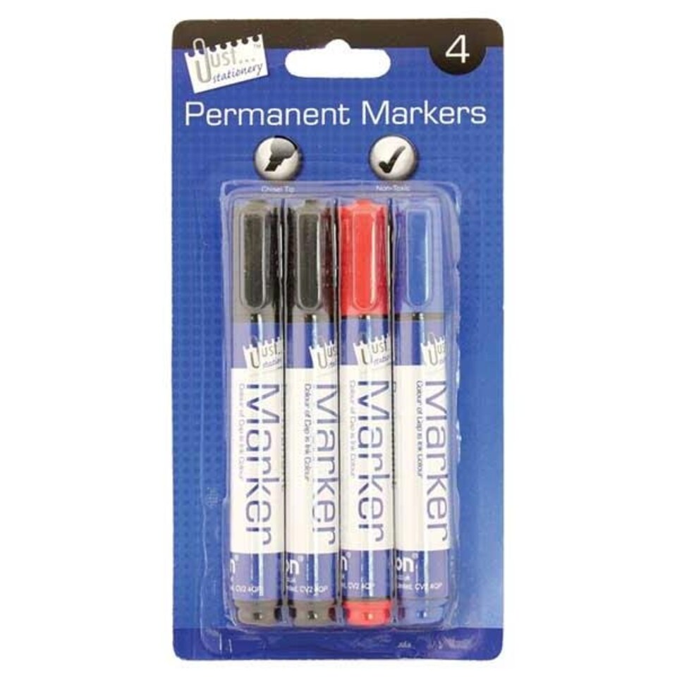 image 1 of Just Stationery Chisel Tip B/C Permanent Marker (Pack of 4)
