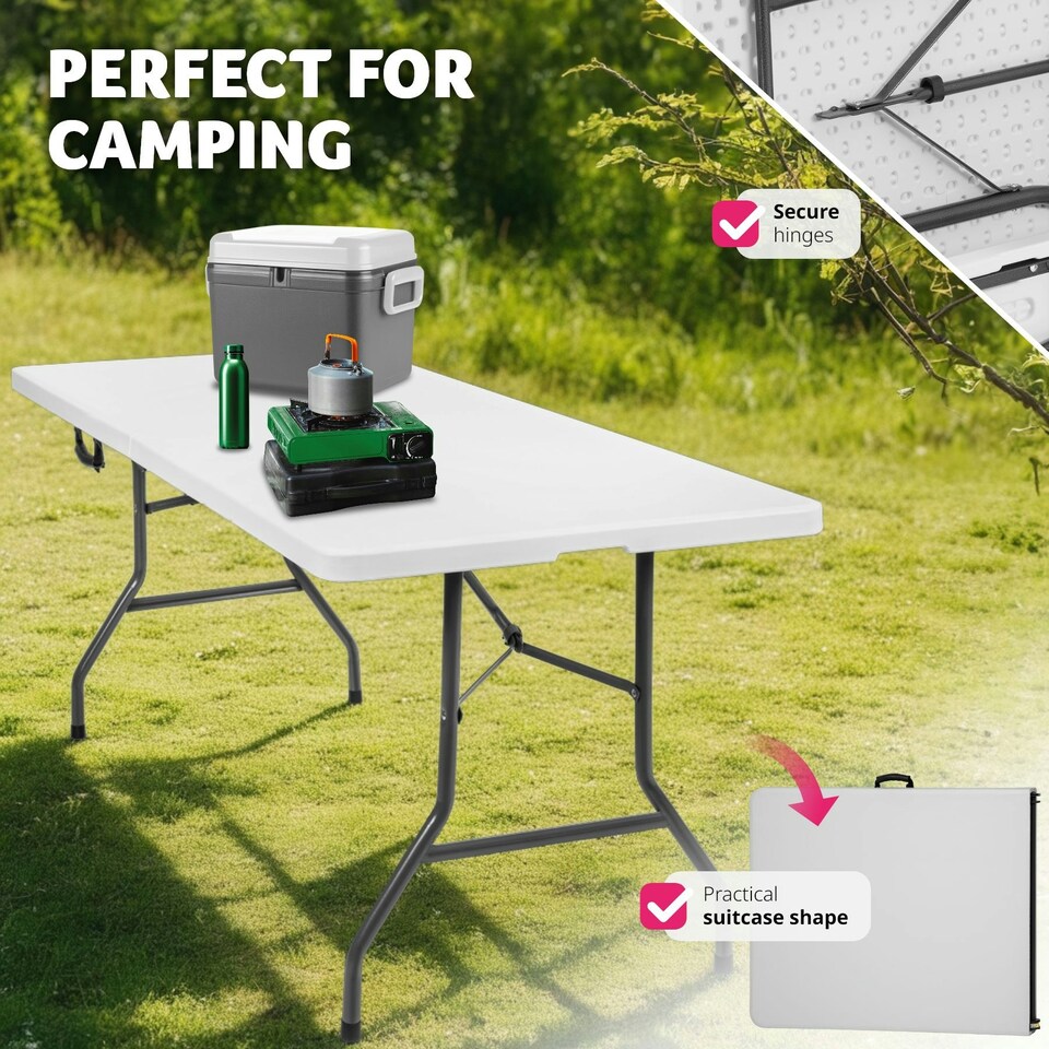 image 1 of Camping Table - foldable with carry handle White