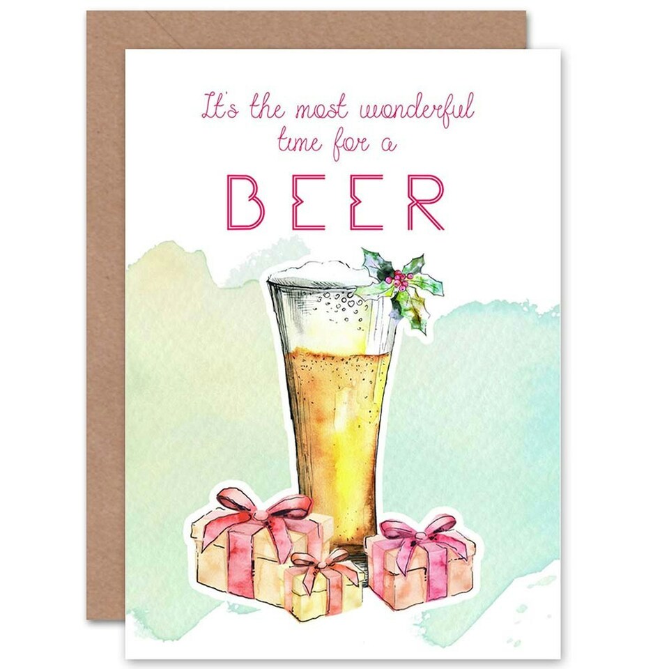 image 1 of Wonderful Time Beer Funny Pun Christmas Card