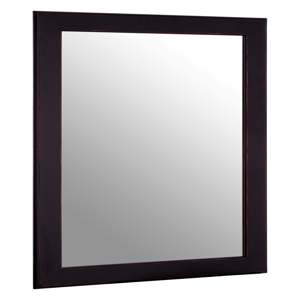 image 1 of Interiors by Premier Large Wall Mirror, Grain Pattern Black Frame Mirror for Home, Office, Closet Black