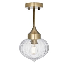Addington Classic Semi Flush Light Polished Nickel, Clear Ribbed Glass Shade