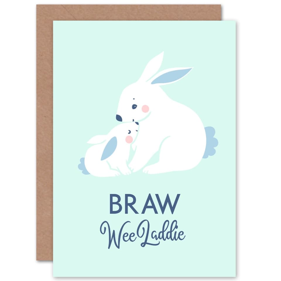 image 1 of Braw Laddie Boy Scottish Bunny Rabbit New Baby Her Card
