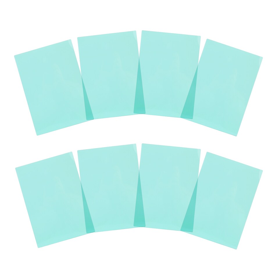 image 1 of Pack of 8 A5 Plain Cyan Dyslexia Overlay Reading Sheets  - PET Material, Rounded Corners | Green | Cyan