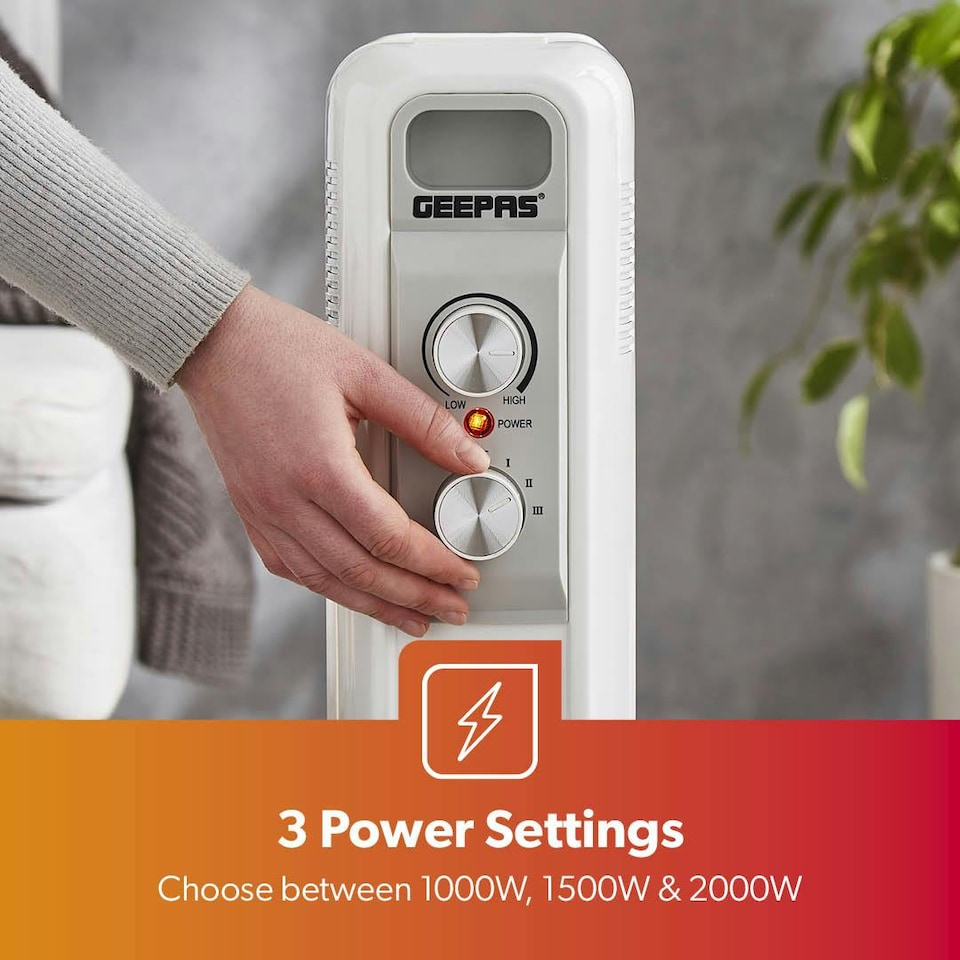 image 1 of GEEPAS Oil Filled Radiator Heater 2500W, 11 Fin