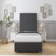 Sloomy Langston Graphite Dumfries Bed Frame With Mattress With 50" Upholstered Headboard 5' King