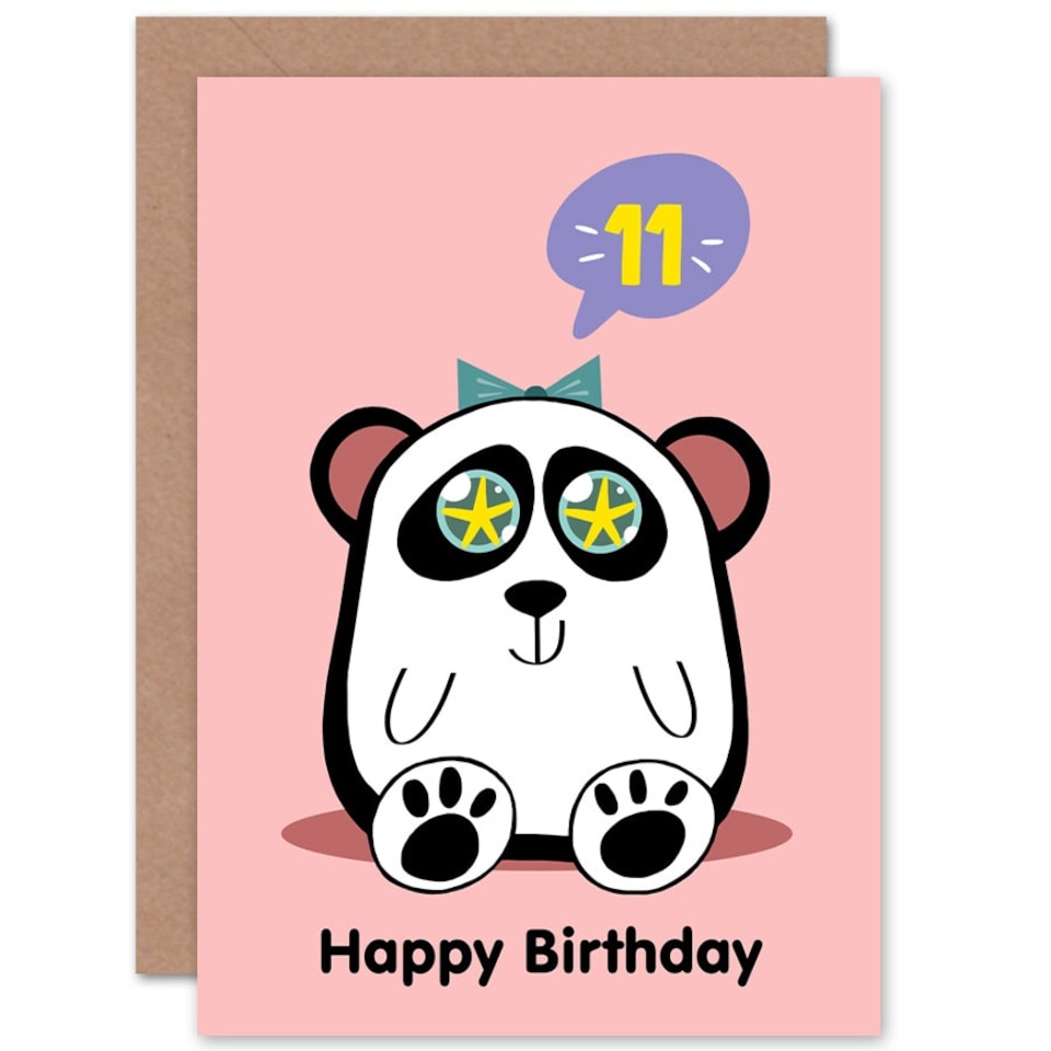 image 1 of Kawaii Star Panda 11 Year old Child Kids 11th Birthday Card