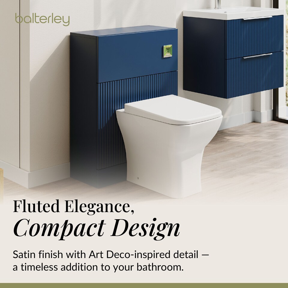 image 1 of Contemporary Fluted 500mm Floor Standing WC Unit, Satin Blue | Blue | Satin Blue | 253 x 500 x 810mm