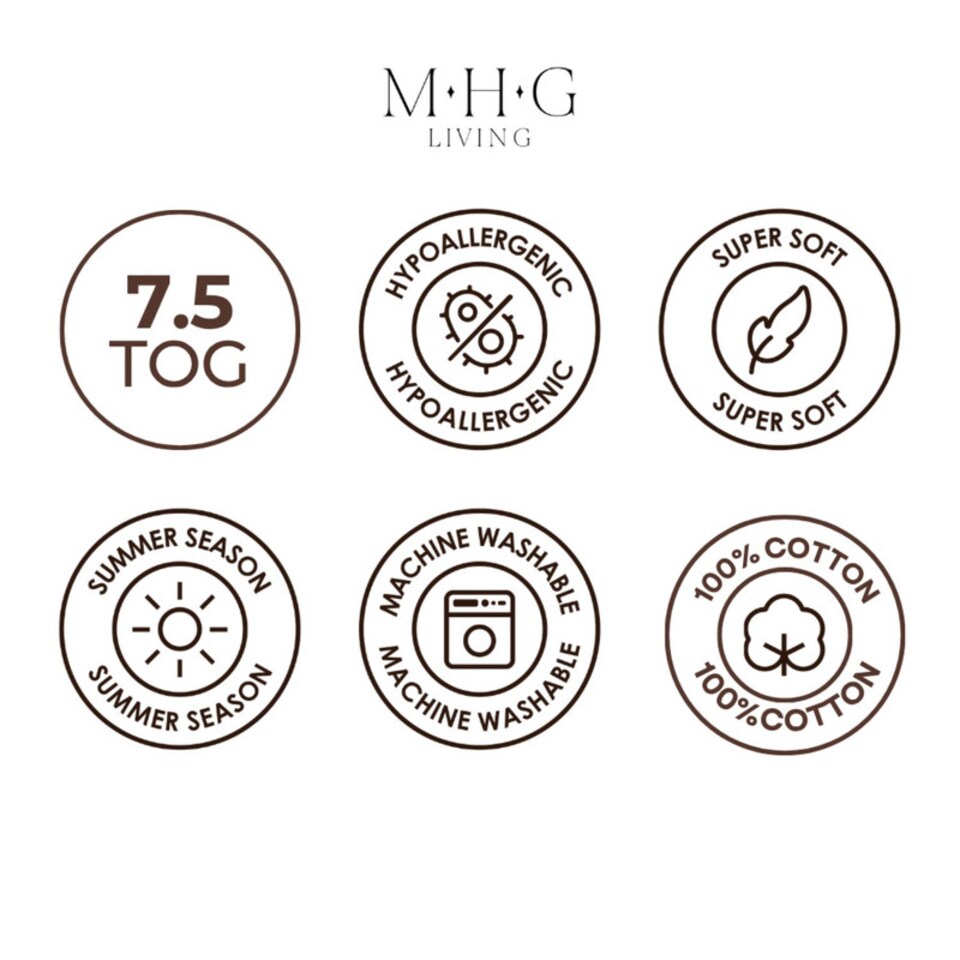 image 1 of MHG Living 100% Cotton 7.5 Tog Summer Duvet – Anti-Allergy Hypoallergenic Hollowfibre Quilt, Soft & Breathable Hotel Quality Bedding, Machine Washable