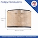 image 6 of Natural Wicker Rattan Drum Shaped Pendant Lamp Shade with Black Cotton Trims | Brown