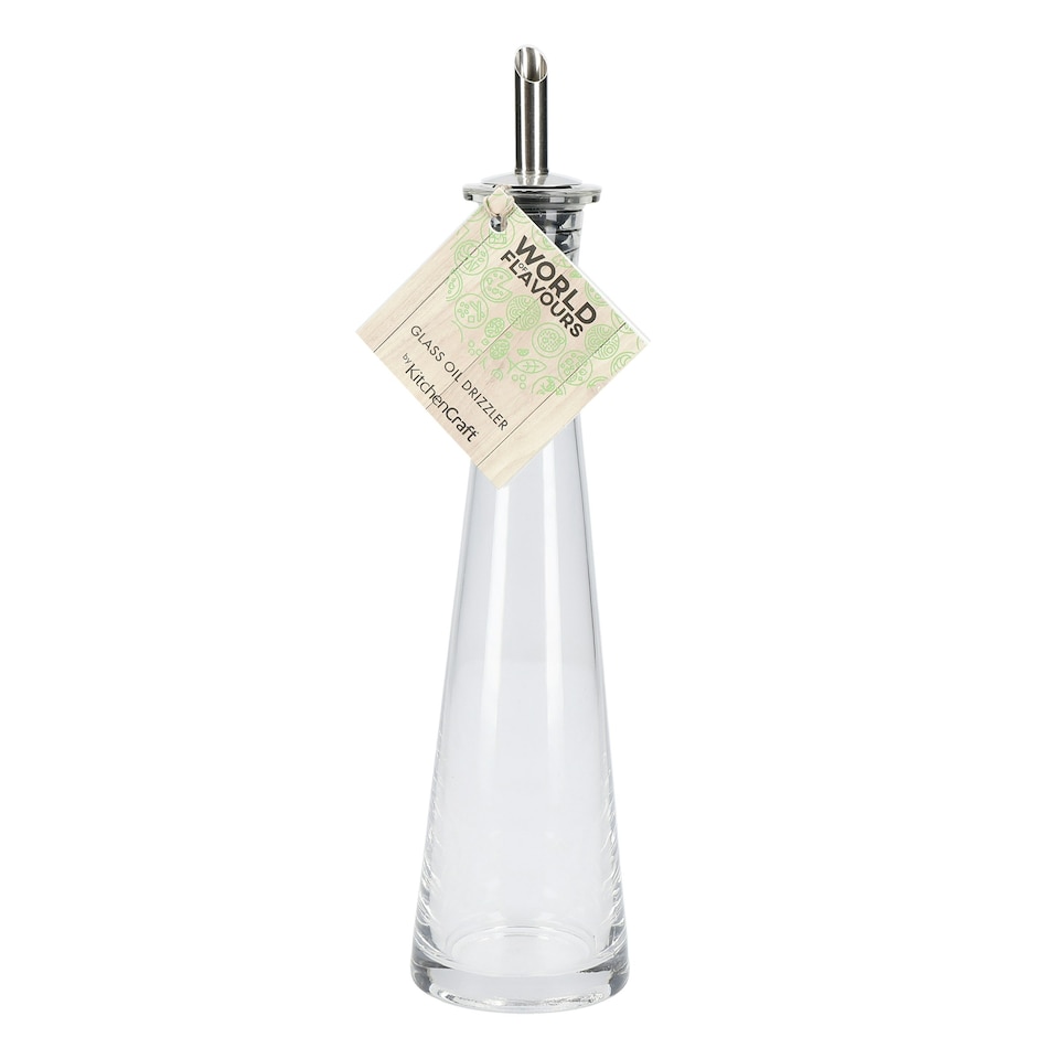 image 1 of KitchenCraft Oil Bottle Clear Glass Pyramid 200ml
