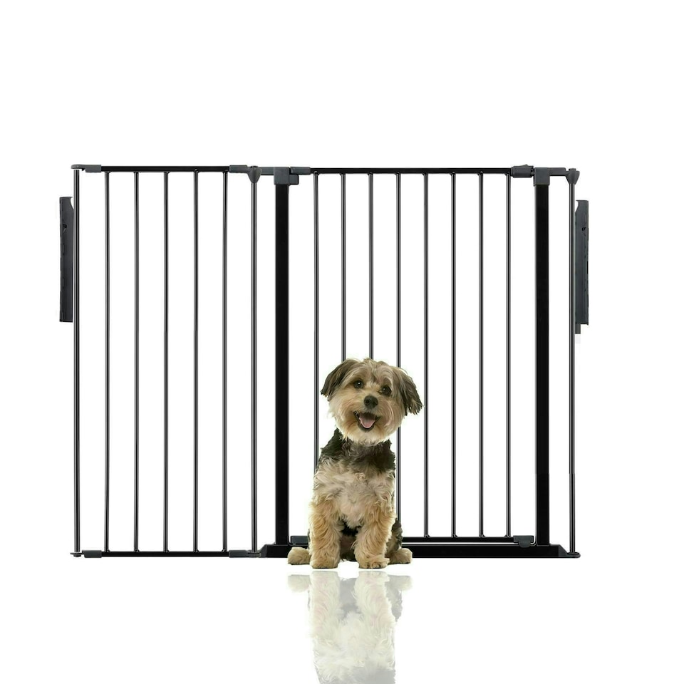 image 1 of Bettacare Premium Multi Panel Flexible Pet Barrier, up to 128cm Wide, Black, 70cm High, Dog Barrier for Pets Dogs and Puppy, Easy Installation Black