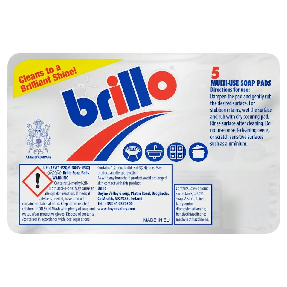 Brillo Soap Pads 5 Pack 50g (Pack of 24) N/A