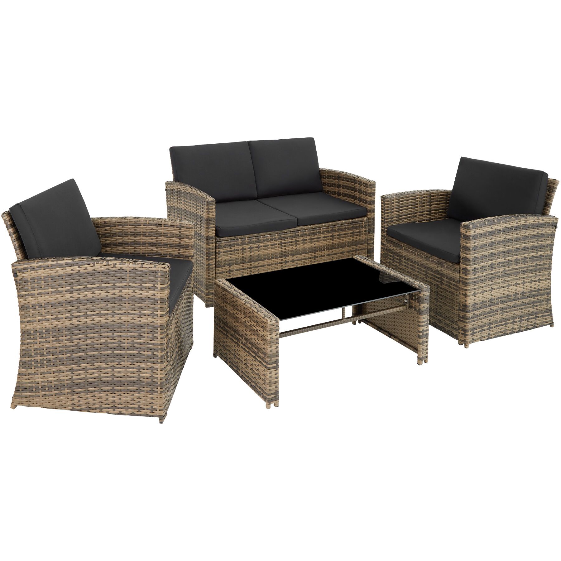 Garden Furniture Set Jesolo - 2 armchairs, 1 sofa, and coffee side table | Cream | nature/dark grey | 122 x 70 x 76 cm | 1