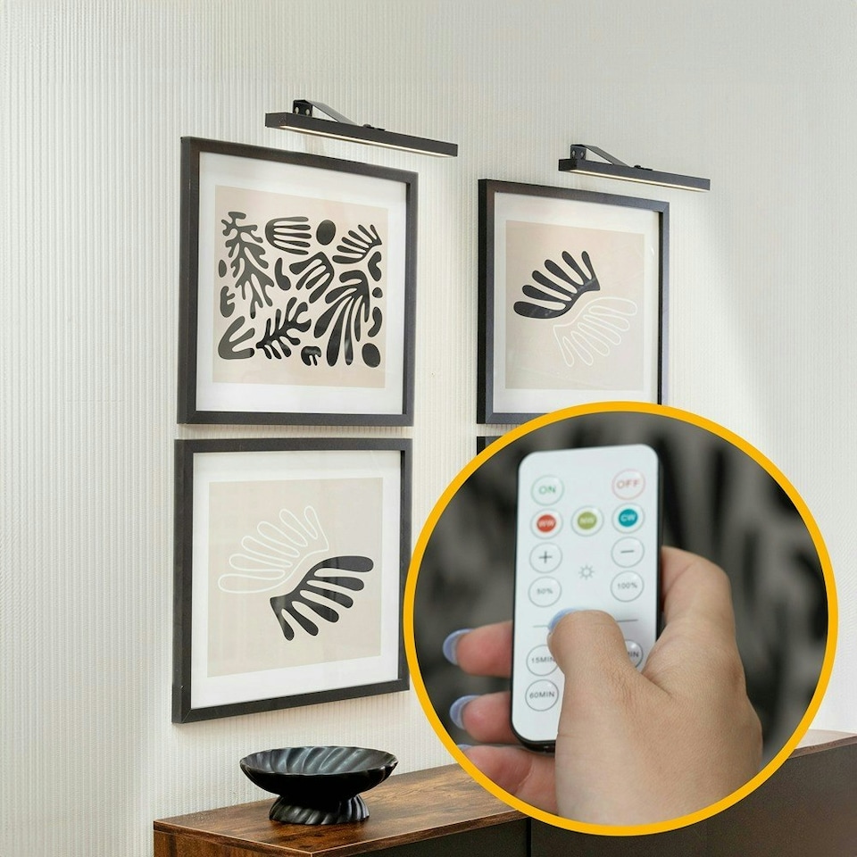 image 1 of ValueLights Ryle Pair of - Easy Fit Touch Dimmer Rechargeable Picture Wall Light - Black