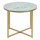 image 2 of Alisma Round Side Table with White Crystal Clear Marble Glass Top & Gold Legs
