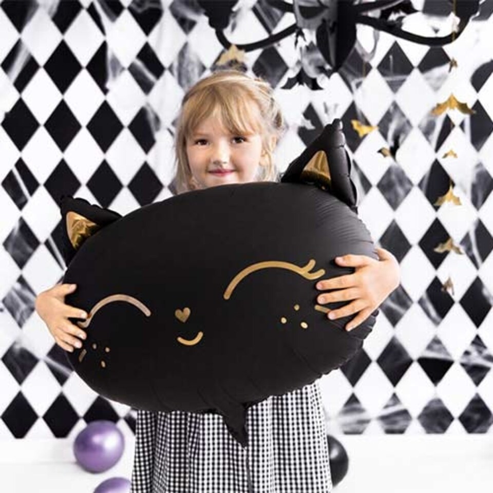 image 1 of Black Cat Shaped Foil Helium Balloon 48cm / 19 in