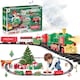 image 1 of Christmas Train Set with Steam, Lights & Music – Electric Holiday Toy Train with Realistic Smoke, 1 Locomotive + 4 Carriages + 12 Tracks