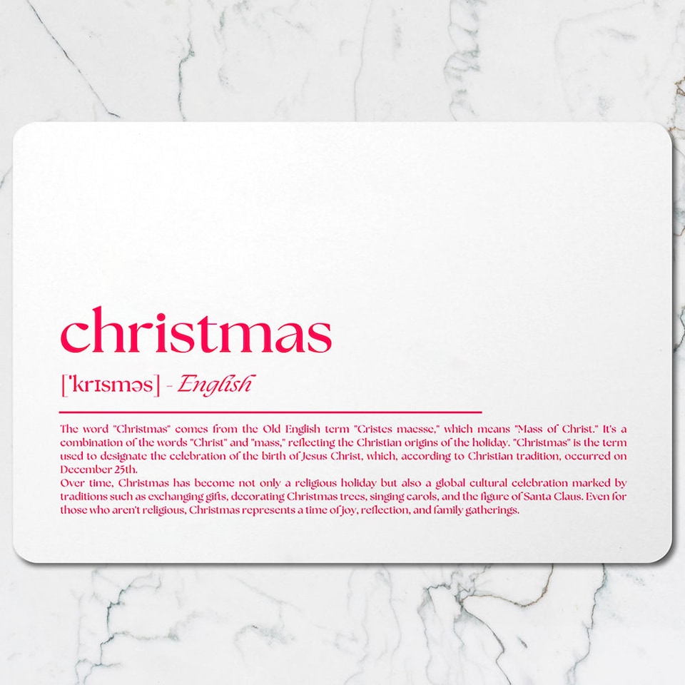 image 1 of Christmas Placemats And Coaster Set With Pink Text Design