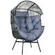 image 1 of Outsunny Rattan Leisure Chair w/ Cushion, Garden Egg Chair with Headrest, Grey