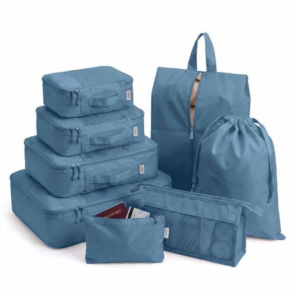 image 1 of Lugg Compression Packing Cubes 8 Piece Travel Suitcase Organiser Set