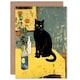 image 1 of For Black Cat Lovers on Yellow for Him or Her Art Card