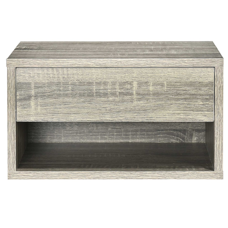 image 1 of HOMCOM Floating Nightstands Set of 2, Bedside Table w/ Drawer and Open Shelf | Brown